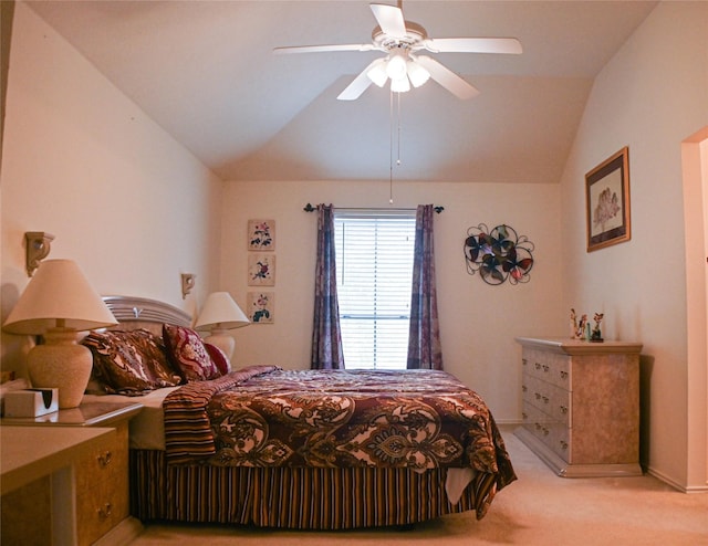 11831 Meadow Place Dr, Houston, TX 77071 - bedroom featuring lofted ceiling, light colored carpet, and a ceiling fan