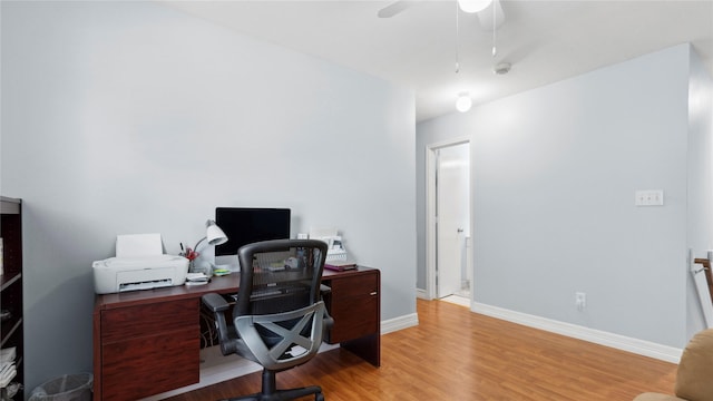 5923 W Harrow Dr, Houston, TX 77084 - home office with wood finished floors and ceiling fan