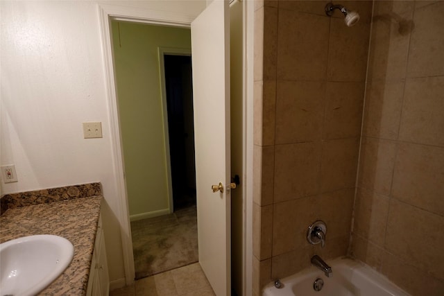 12323 Bexley Dr, Houston, TX 77099 - full bathroom with tub / shower combination, vanity, and tile patterned floors