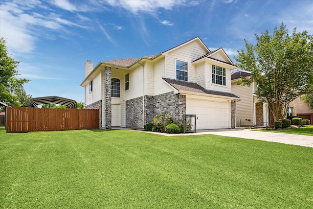 17022 Scuttle Way, Crosby, TX 77532 - view of front of house featuring driveway, a garage, and a chimney
