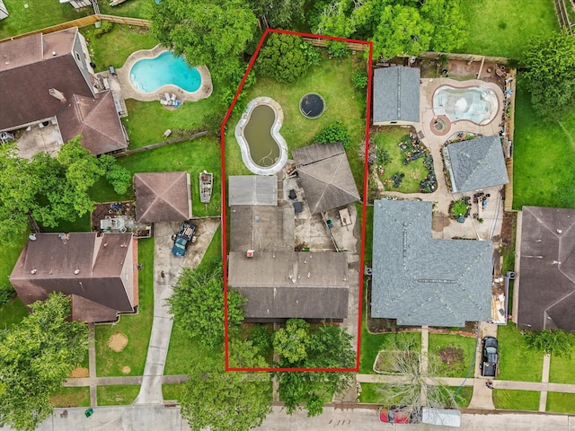 10218 Sagerock Dr, Houston, TX 77089 - view of property location featuring a pool and property parcel outlined