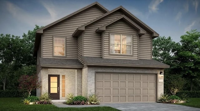 2019 Foxtail Creek Ct, Crosby, TX 77532 - view of front of property with a garage, concrete driveway, brick siding, and roof with shingles