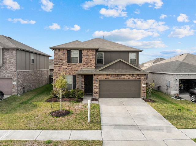 321 Lippizan Dr, Alvin, TX 77511 - traditional-style home featuring brick siding, a shingled roof, driveway, and a front yard