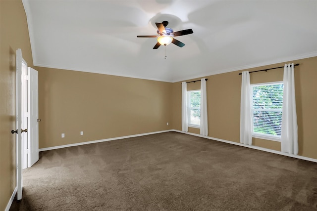 19415 Indian Hawthorn Dr, Houston, TX 77094 - unfurnished room featuring carpet floors, a ceiling fan, baseboards, and ornamental molding