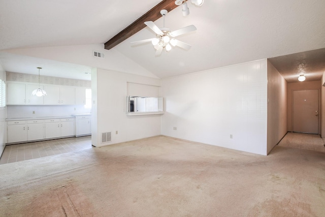 1902 S Memorial Ct, Pasadena, TX 77502 - unfurnished living room with light carpet and a ceiling fan