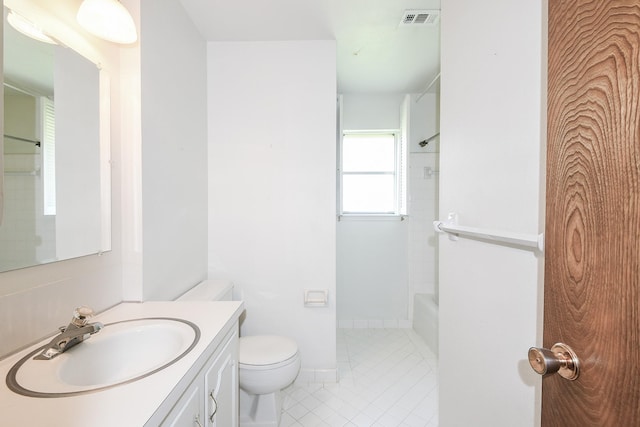 1902 S Memorial Ct, Pasadena, TX 77502 - full bath featuring vanity, toilet, tile patterned floors, and bathtub / shower combination
