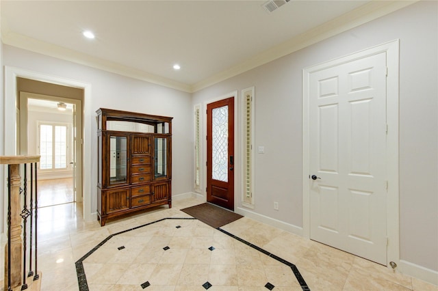 3331 Bingham Manor Ln, Houston, TX 77056 - foyer entrance with ornamental molding, baseboards, and recessed lighting