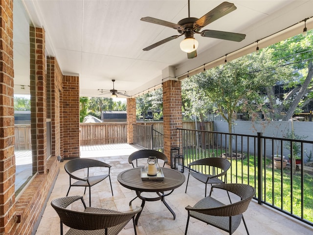 4635 Beech St, Bellaire, TX 77401 - view of patio / terrace with ceiling fan and a fenced backyard