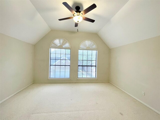 1265 Ridgewood Pl, Houston, TX 77055 - bonus room with ceiling fan, baseboards, carpet floors, and vaulted ceiling