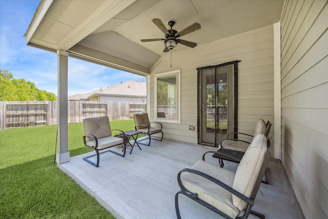 view of patio with a ceiling fan
