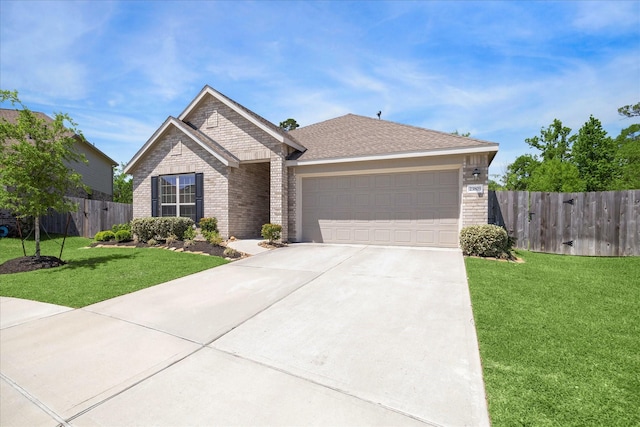 ranch-style house featuring brick siding, concrete driveway, and an attached garage
