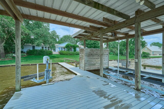 1378 Landing Way, Trinity, TX 75862 - dock area with boat lift and a yard