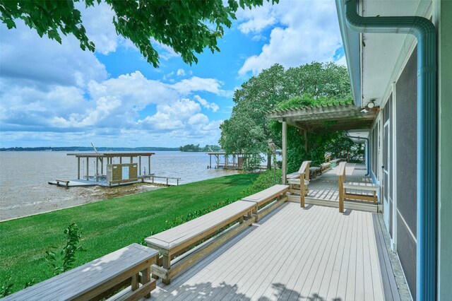 1378 Landing Way, Trinity, TX 75862 - dock area featuring a water view, a yard, and boat lift