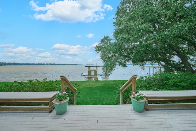 1378 Landing Way, Trinity, TX 75862 - deck with a water view and a lawn
