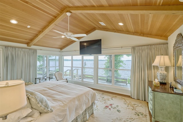 1378 Landing Way, Trinity, TX 75862 - bedroom with wooden ceiling, light wood-style floors, recessed lighting, and a ceiling fan