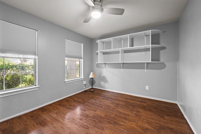 8414 Coriander Ln, Baytown, TX 77521 - unfurnished room featuring ceiling fan, wood finished floors, and baseboards