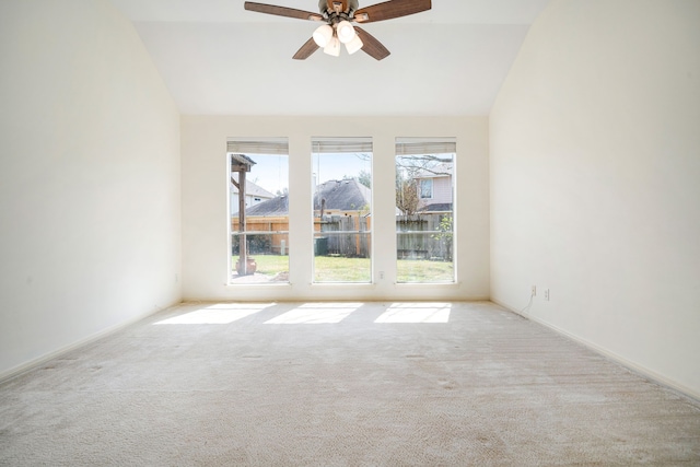 3815 Shadow Knoll Ct, Houston, TX 77082 - carpeted spare room featuring lofted ceiling, a ceiling fan, and baseboards