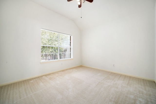 3815 Shadow Knoll Ct, Houston, TX 77082 - carpeted spare room featuring ceiling fan, baseboards, and lofted ceiling