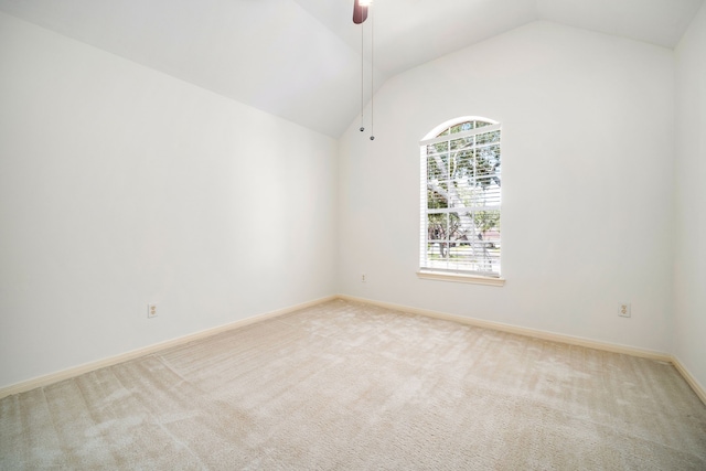 3815 Shadow Knoll Ct, Houston, TX 77082 - carpeted spare room featuring a ceiling fan, lofted ceiling, and baseboards