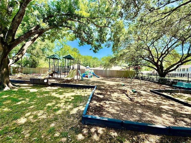 communal playground with fence