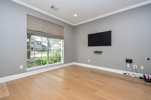 23210 Greenrush Dr, Katy, TX 77494 - unfurnished living room featuring light wood-style flooring, baseboards, ornamental molding, and recessed lighting