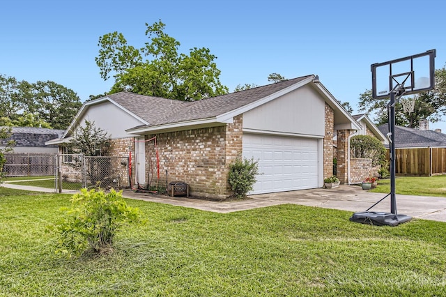 24610 Long Trail Ln, Houston, TX 77336 - view of side of property with driveway, an attached garage, brick siding, and a gate