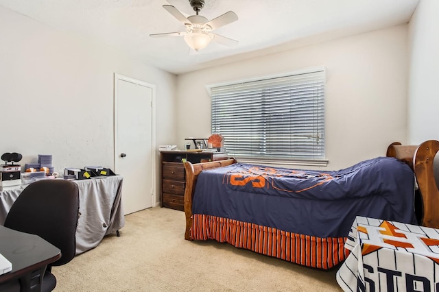 24610 Long Trail Ln, Houston, TX 77336 - bedroom featuring light carpet and a ceiling fan