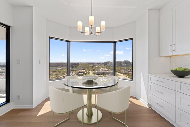 2001 Holcombe Blvd Unit 1605, Houston, TX 77030 - dining space with a chandelier, wood finished floors, and baseboards