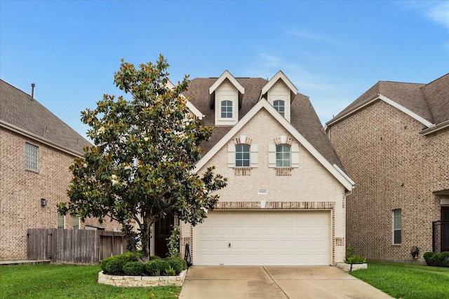 14402 Basalt Ln, Houston, TX 77077 - view of front of property featuring concrete driveway, a shingled roof, an attached garage, and brick siding