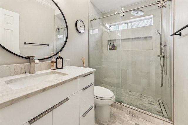 14402 Basalt Ln, Houston, TX 77077 - full bath with toilet, a shower stall, and vanity