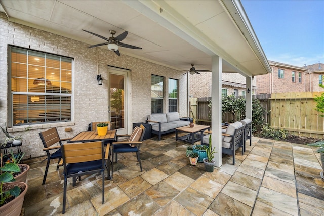 14402 Basalt Ln, Houston, TX 77077 - view of patio / terrace with ceiling fan, outdoor lounge area, and outdoor dining area