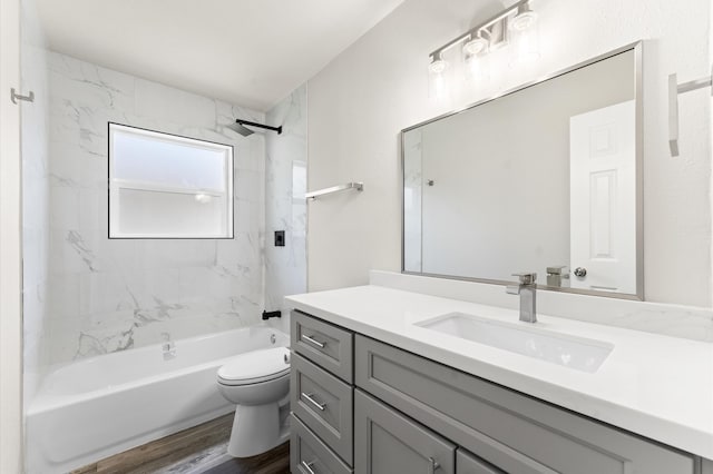 4434 Falcon Meadow Dr, Katy, TX 77449 - full bath with toilet, shower / bathtub combination, vanity, and wood finished floors