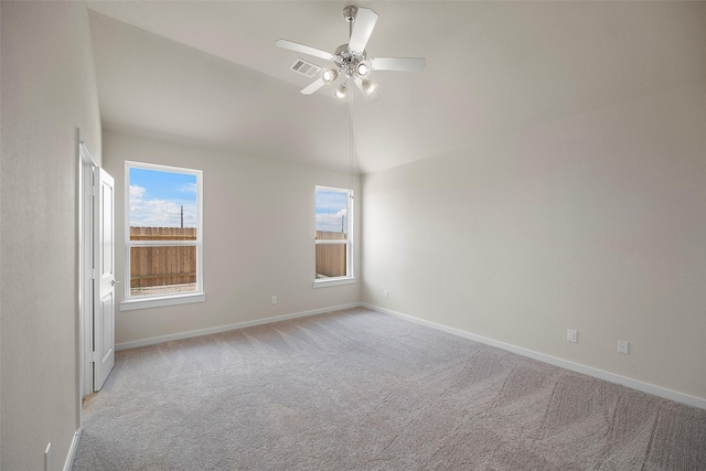 658 Cherry Tree Dr, La Marque, TX 77568 - unfurnished room featuring carpet floors, a ceiling fan, baseboards, and vaulted ceiling