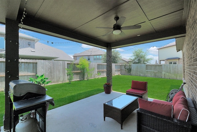 6323 Grand Summit Ct, Katy, TX 77494 - view of patio / terrace featuring a ceiling fan and area for grilling