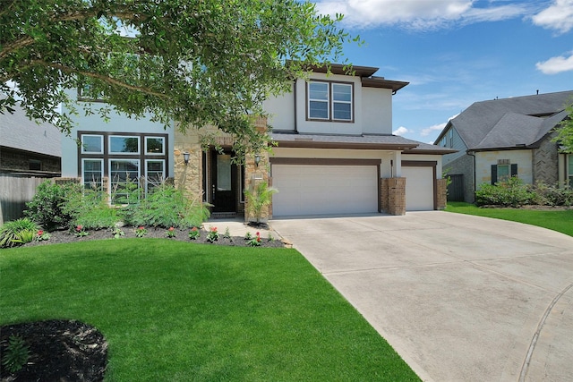 6323 Grand Summit Ct, Katy, TX 77494 - view of front of property featuring a front lawn, stucco siding, driveway, and an attached garage