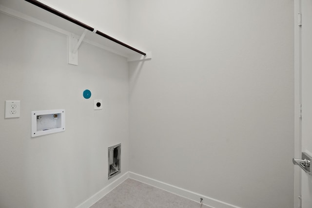 666 Cherry Tree Dr, La Marque, TX 77568 - laundry room featuring electric dryer hookup, washer hookup, baseboards, and light carpet