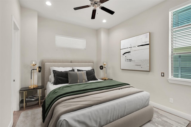34 N Hutcheson St, Houston, TX 77003 - carpeted bedroom with baseboards, recessed lighting, and ceiling fan