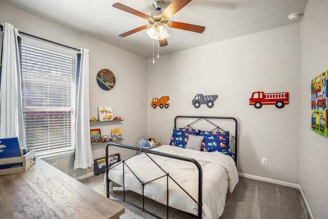 123 Clearmont Pl, Montgomery, TX 77316 - carpeted bedroom with baseboards and ceiling fan