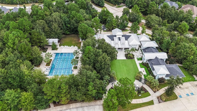 123 Clearmont Pl, Montgomery, TX 77316 - aerial perspective of suburban area featuring a pool area