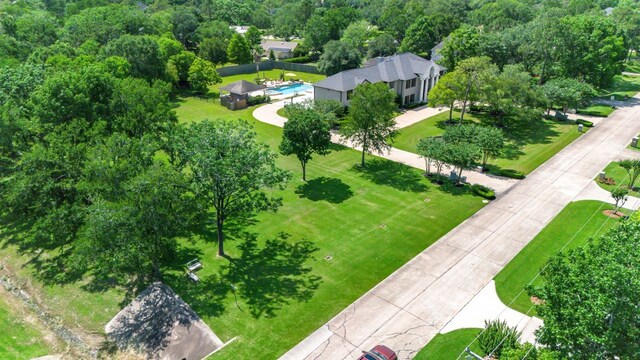 206 Greenbriar Ave, Friendswood, TX 77546 - view from above of property featuring a pool