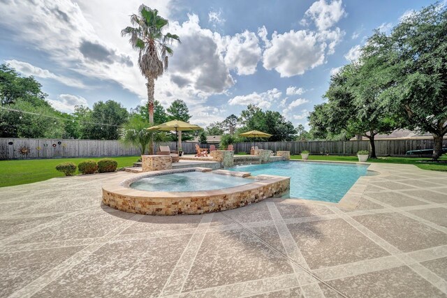 206 Greenbriar Ave, Friendswood, TX 77546 - view of pool featuring a patio and a pool with connected hot tub