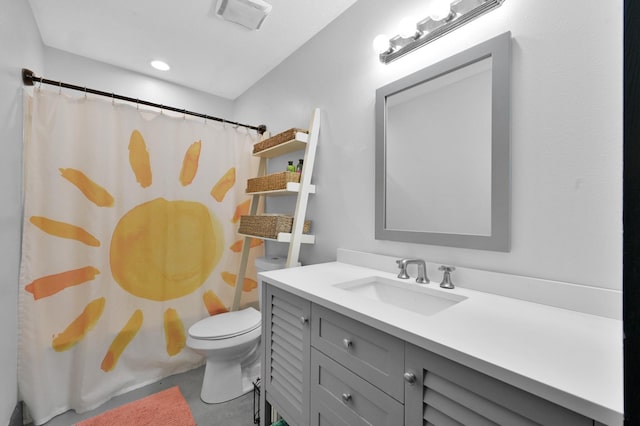315 Cessna Rd, Trinity, TX 75862 - bathroom featuring vanity, toilet, and concrete flooring
