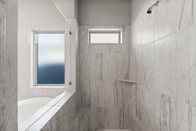 19419 Filly Chase Ct, Tomball, TX 77377 - bathroom featuring tiled shower and a garden tub