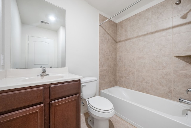 6023 Treasure Cove Rd, Cove, TX 77523 - bathroom featuring toilet, vanity, shower / bathtub combination, and tile patterned flooring