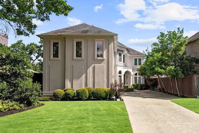 5206 Stamper Way, Houston, TX 77056 - view of front of home featuring stucco siding, driveway, and roof with shingles