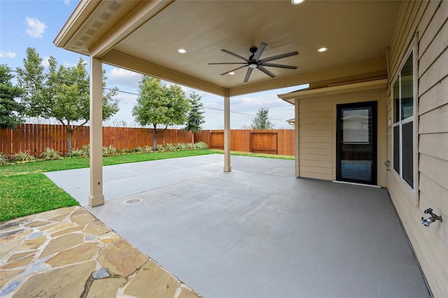 view of patio / terrace with ceiling fan