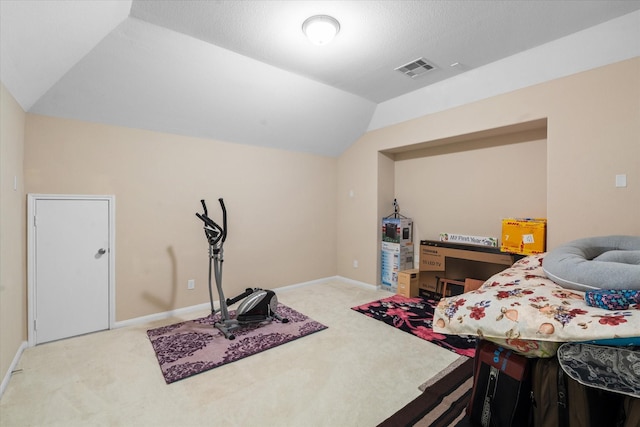 4603 Tamara Heights Ln, Sugar Land, TX 77479 - carpeted bedroom with vaulted ceiling and baseboards