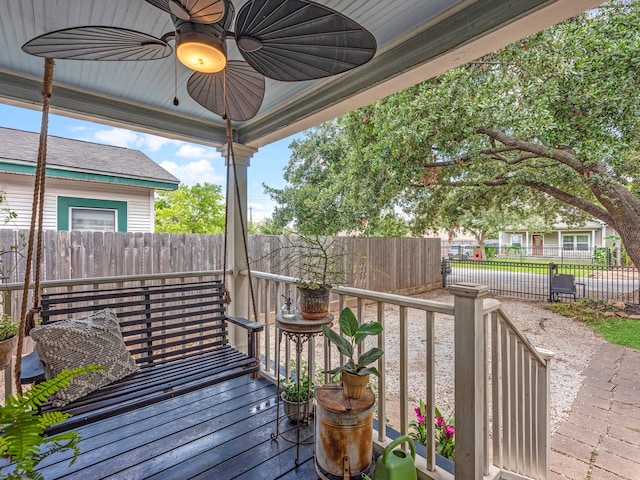 108 E 27th St, Houston, TX 77008 - wooden deck with a ceiling fan