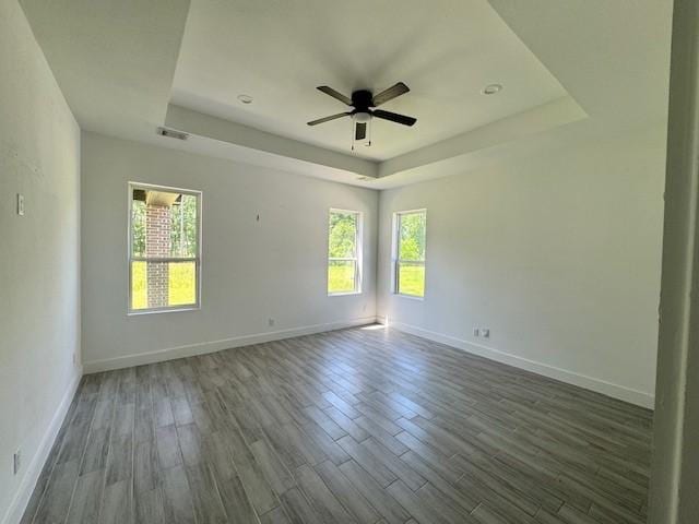 409 Rd 66111, Dayton, TX 77535 - spare room with a tray ceiling, plenty of natural light, a ceiling fan, and wood finished floors