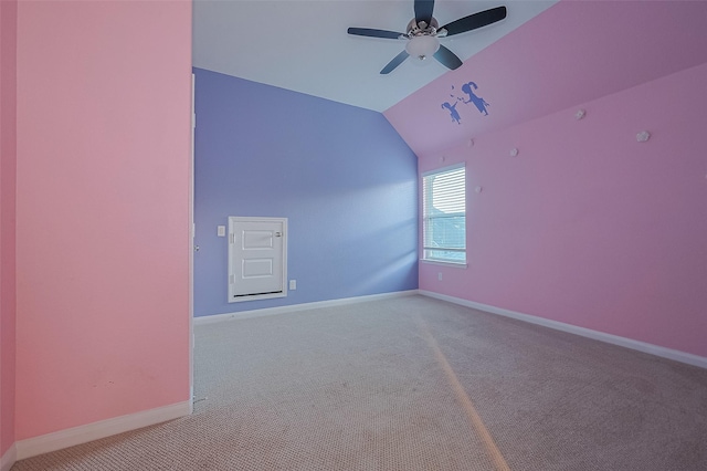 707 Fresh Sage Xing, Richmond, TX 77406 - carpeted spare room featuring a ceiling fan, baseboards, and lofted ceiling